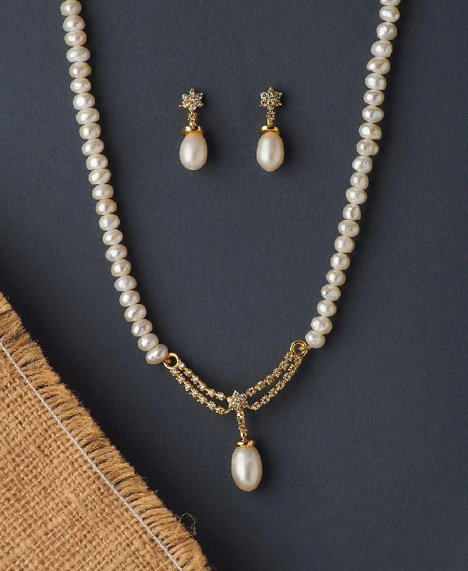 Trendy Real Pearl Necklace Set