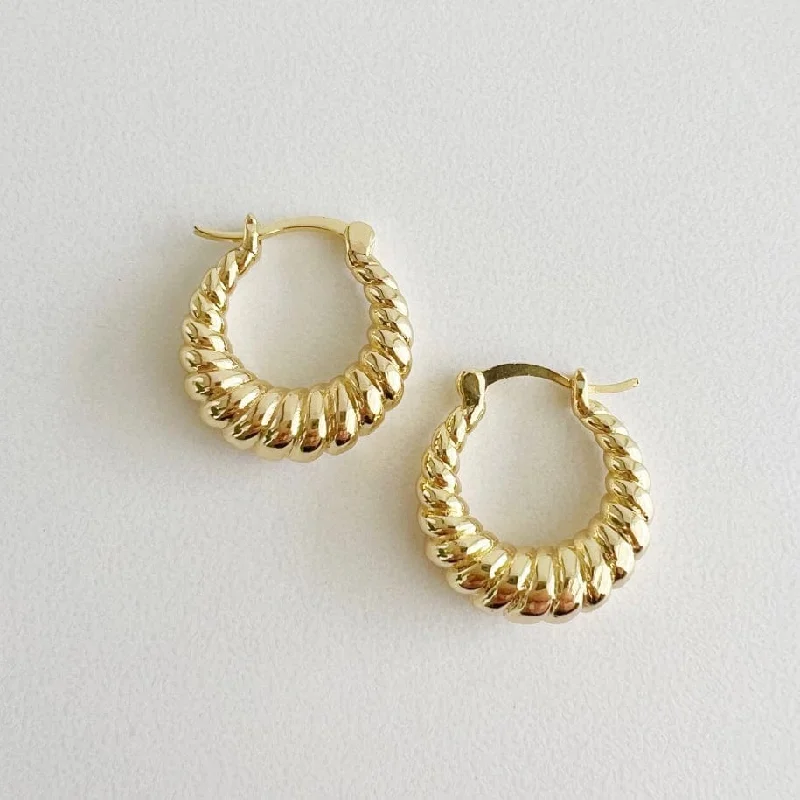 Trendy Drop Earrings For Fashionable Looks-Endless Weekend Croissant Twist Hoops Earrings Gold Filled