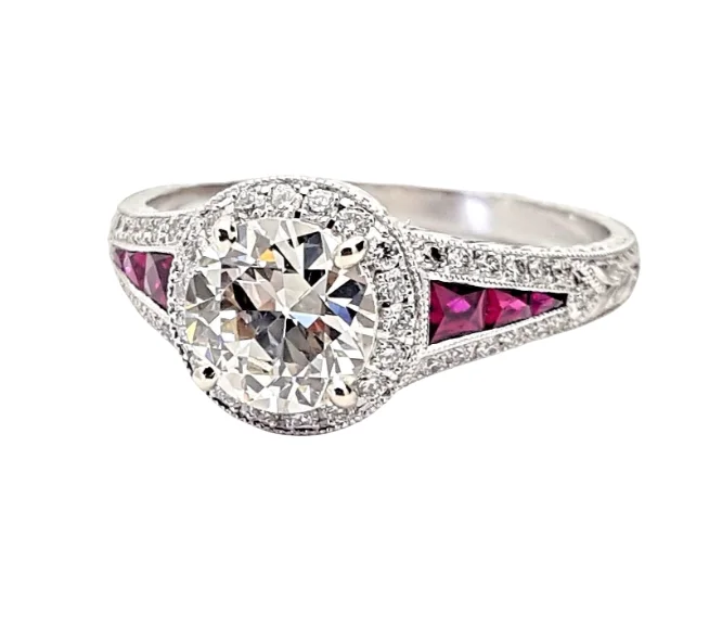 Beautiful Sapphire Engagement Rings For Timeless Glam-1.01 Carat VVS Diamond & Ruby Engagement Ring 14K White Gold