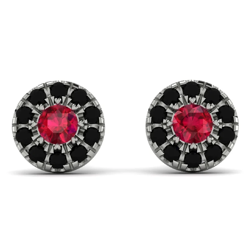 Colorful Beaded Earrings For Fun Looks-Halo Ruby Earrings - Heaven No. 42