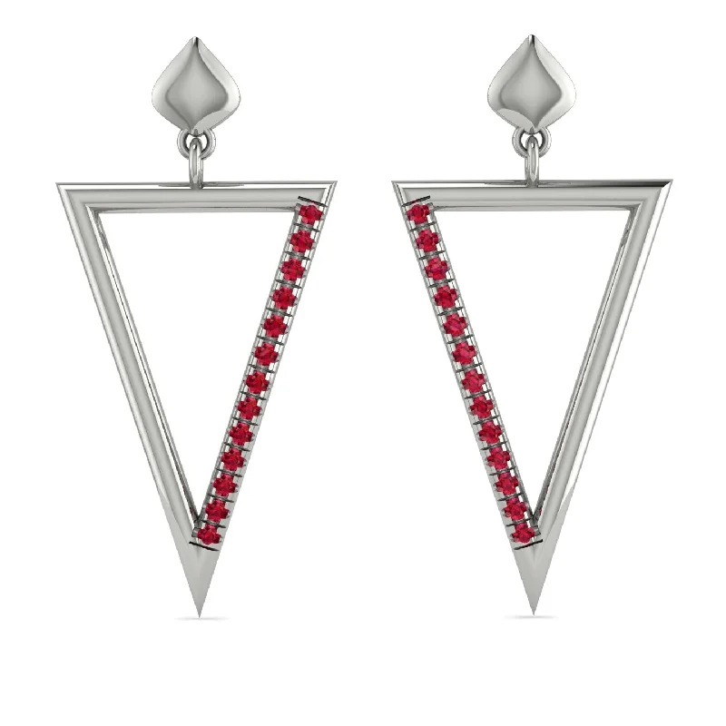 Elegant Resin Earrings For Creative Style-Triangle Ruby Stud Earrings - Amiyah No. 12