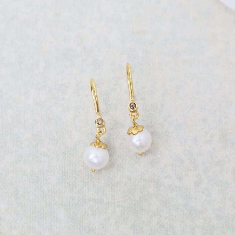 Unique Earrings For Bold Fashion Statements-Pearl on a Diamond French Hook Earrings