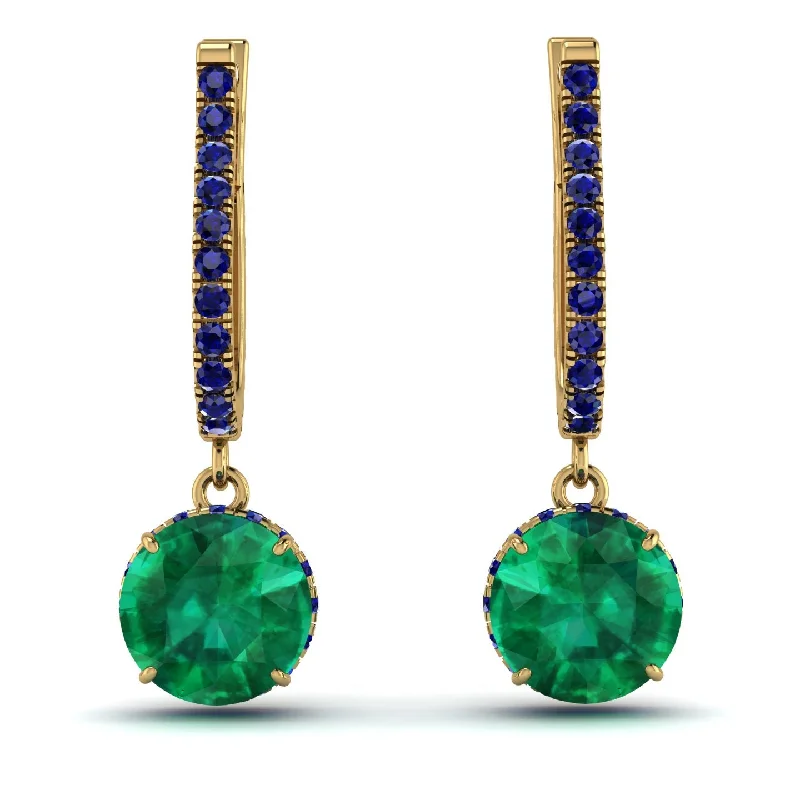 Sparkling Earrings For Elegant Appeal-Emerald Dangle Earrings With Hidden Halo - Adaline No. 64