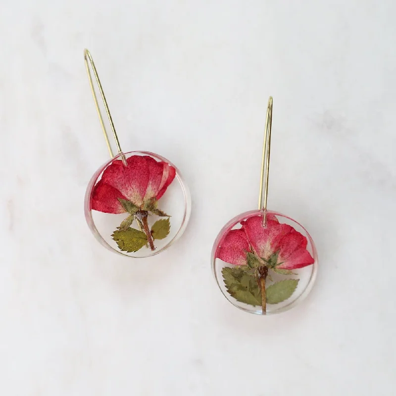 Designer Earrings For Luxury Appeal-Botanical Full Moon Rose Bud Earrings