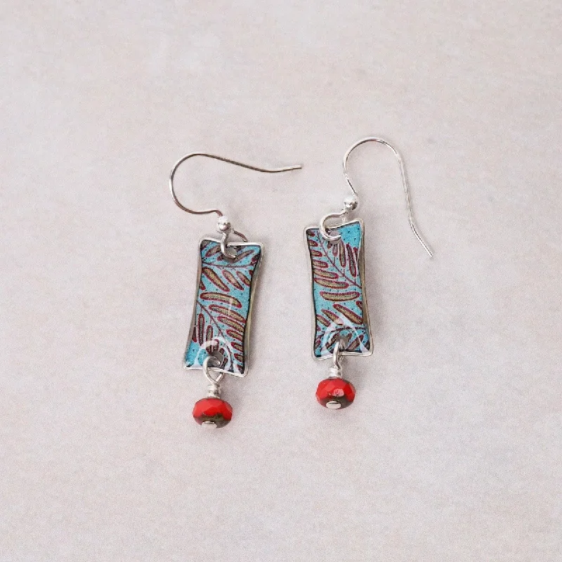 Handmade Crystal Earrings For Special Gifts-Red Fern Earrings with Red Beads