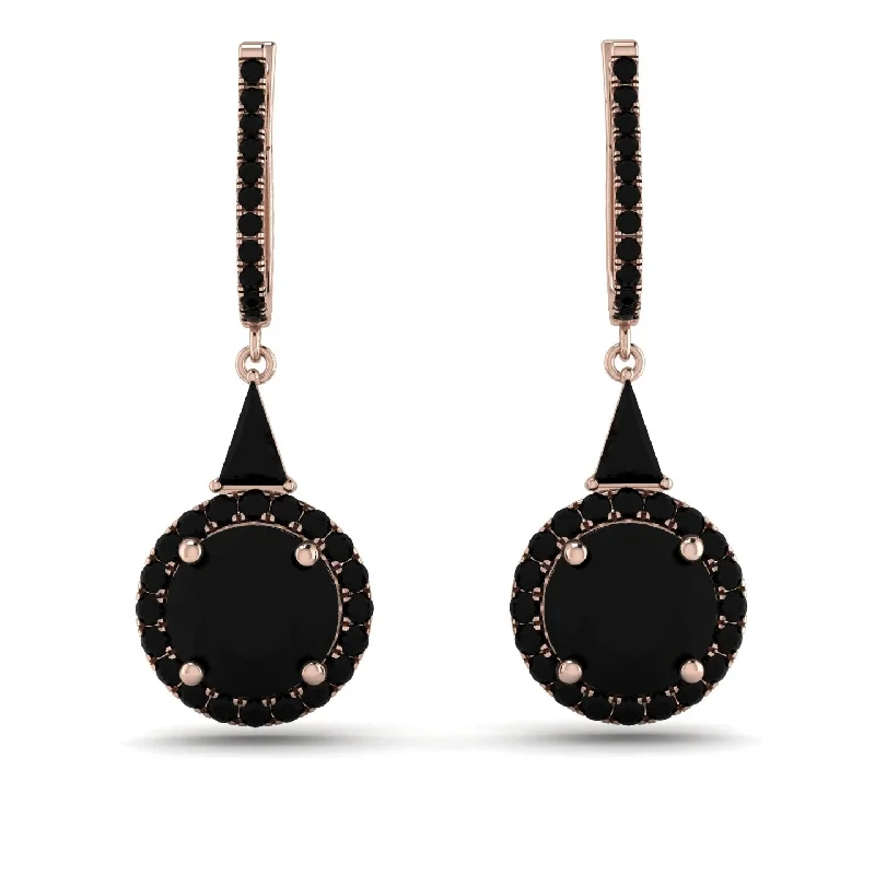 Elegant Silver Earrings For Formal Wear-Hidden Halo Black Diamond Earrings - Joanna No. 38