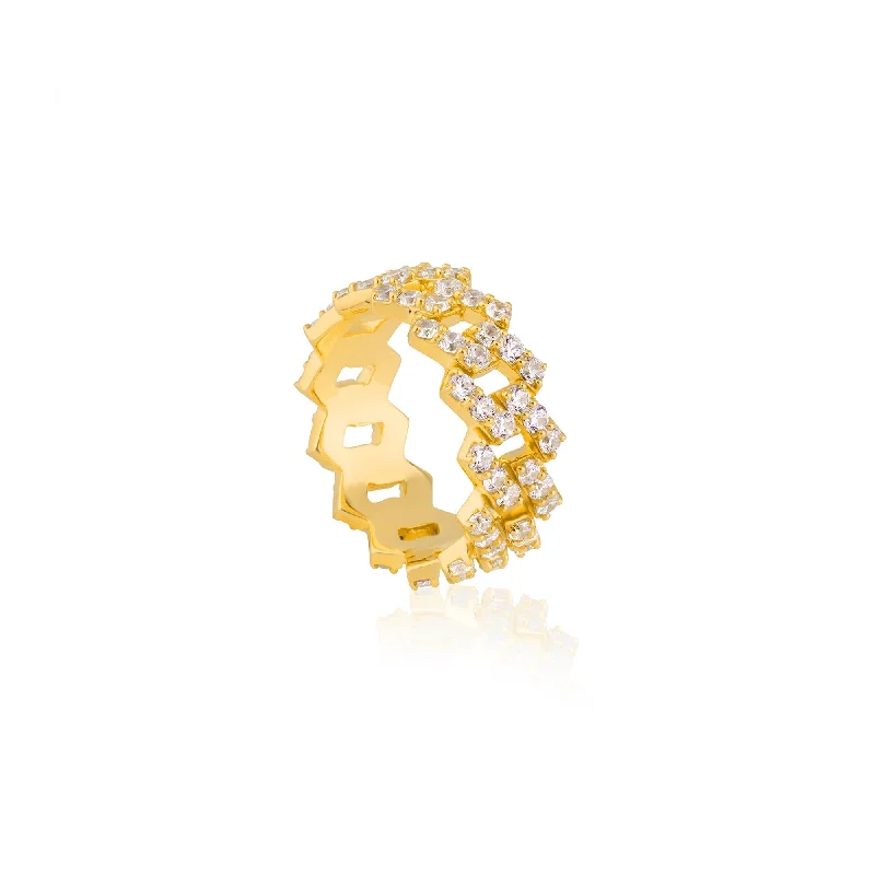 Sparkling Rings For Special Events-Diamond Cuban Ring