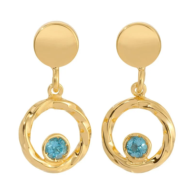 Elegant Gold Earrings For Special Occasions-Gold Plated Blue Topaz Dynamics Earrings