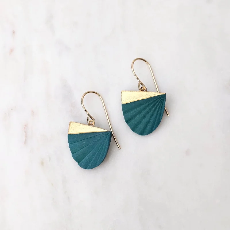 Long Dangle Earrings For Glamorous Look-Teal Chiton Earrings