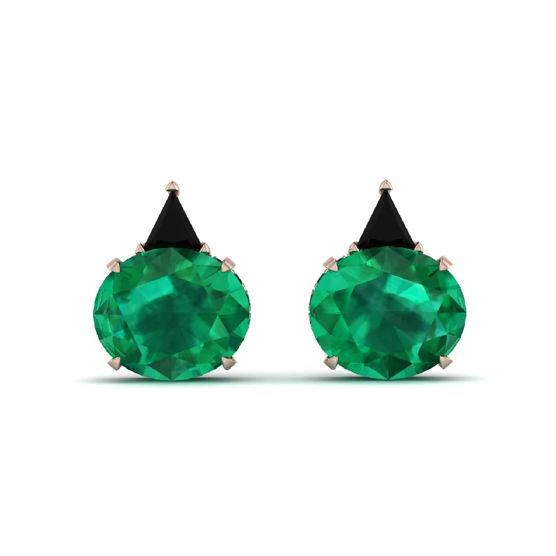 Long Drop Earrings For Elegant Style-Hidden Halo Emerald Earrings - Rosalie No. 35