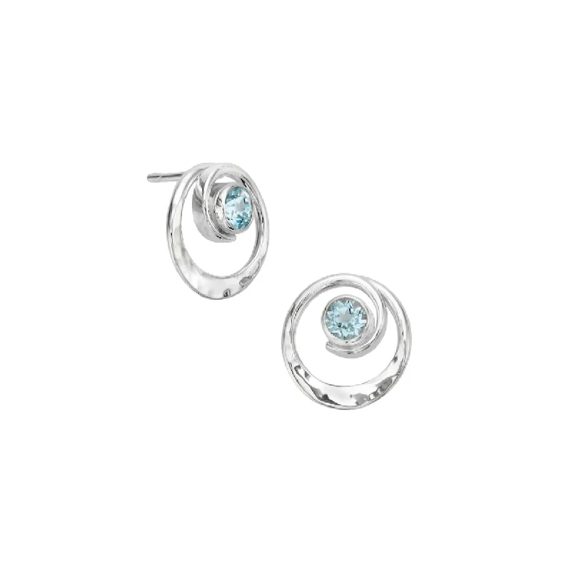 Stunning Gold Earrings For Wedding Days-Posy Earrings with Blue Topaz