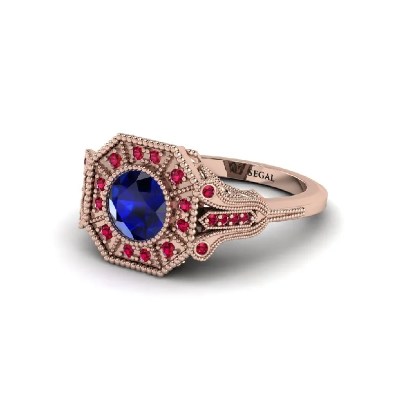 Elegant Sapphire Rings For Luxury Appeal-Sapphire 14K Gold Art Deco Engagement Ring - Erin No. 59