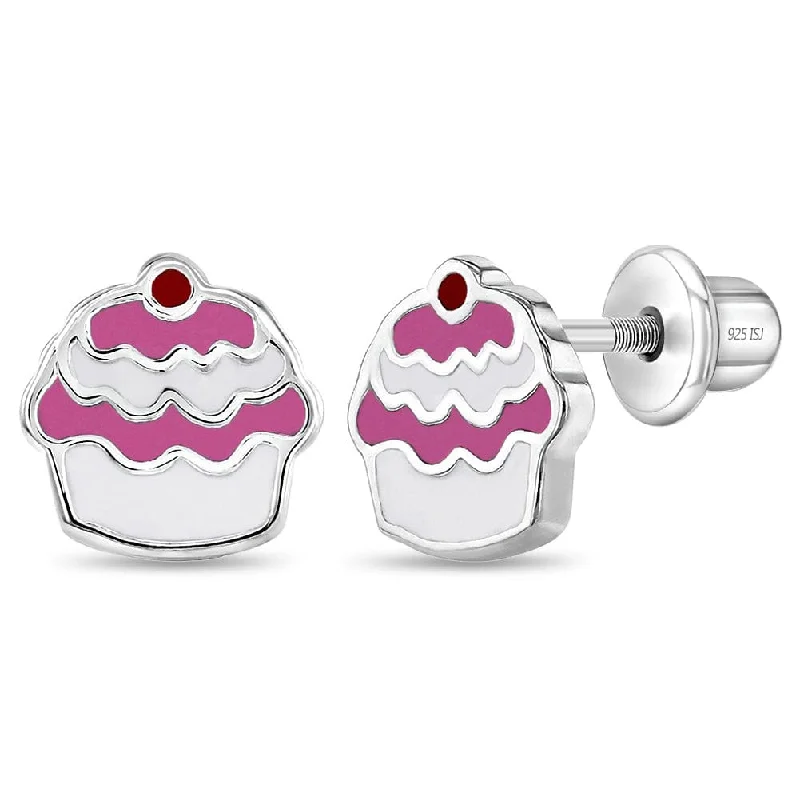 Beautiful Drop Earrings For Wedding Glam-Yummy Cupcake Enamel Children's Earrings