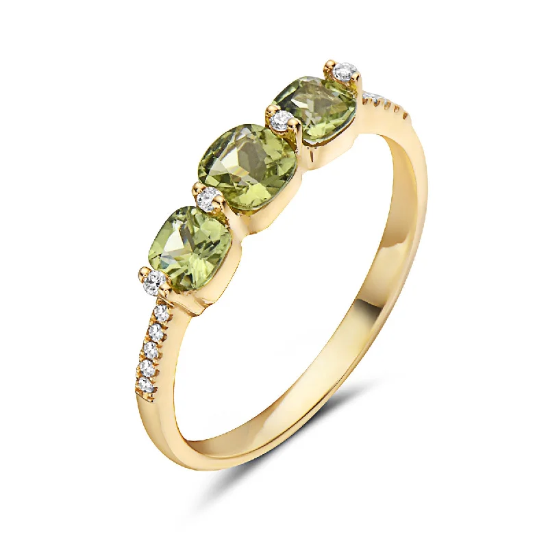 Timeless Engagement Rings For Everlasting Glam-Peridot And Diamond Fashion Ring