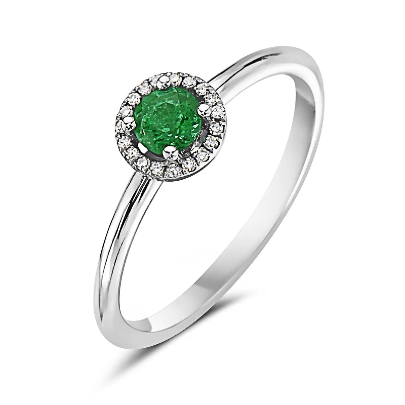 Stunning Diamond Wedding Bands For Bridal Glam-Emerald And Diamond Halo Ring