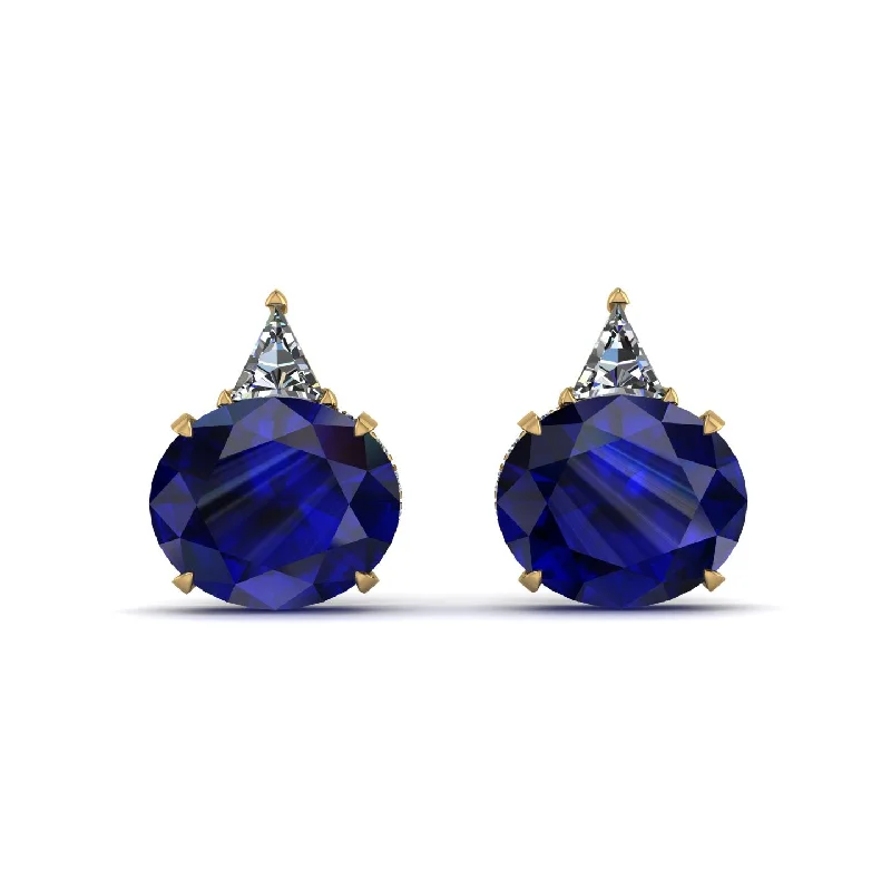 Unique Earrings For Artistic Style-Hidden Halo Sapphire Earrings - Rosalie No. 13