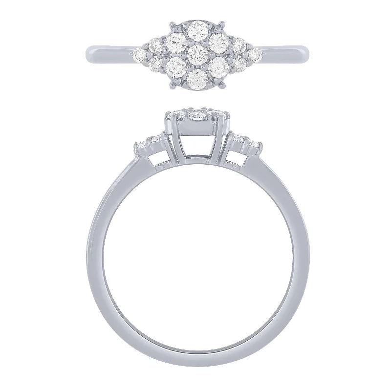 Timeless Gold Rings For Elegant Fashion-14K White Gold 1/4Cttw Diamond Cluster Ring