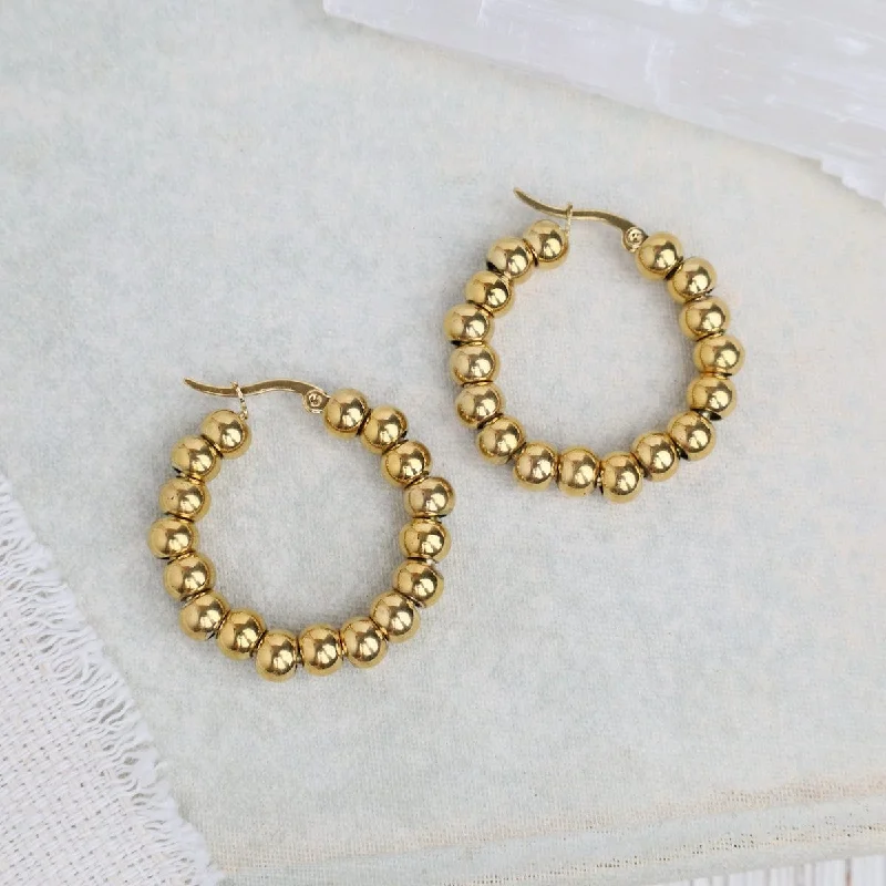 Minimalist Gold Earrings For Subtle Elegance-Ball Hoop Earrings