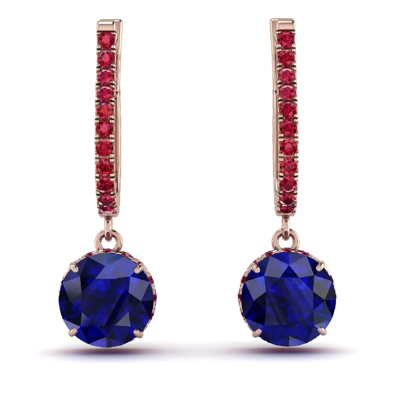 Elegant Drop Earrings For Special Occasions-Sapphire Dangle Earrings With Hidden Halo - Adaline No. 59