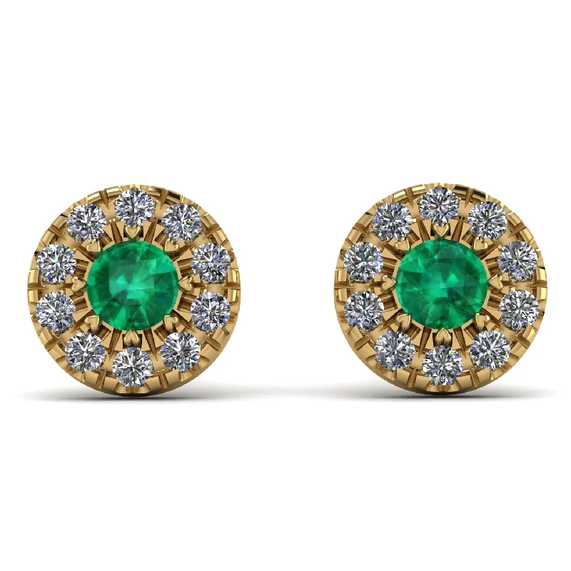 Crystal Earrings For Special Occasions-Halo Emerald Earrings - Heaven No. 4