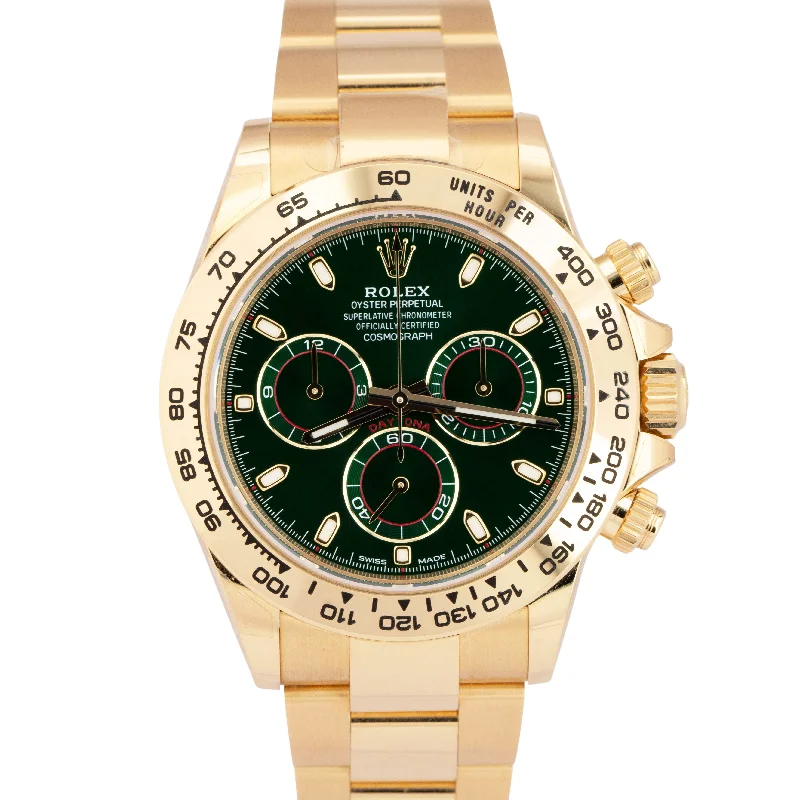 Customizable Watch Straps For Personalized Style-2023 NEW PAPERS Rolex Daytona Cosmograph GREEN 40mm 18K Yellow Watch 116508 BOX