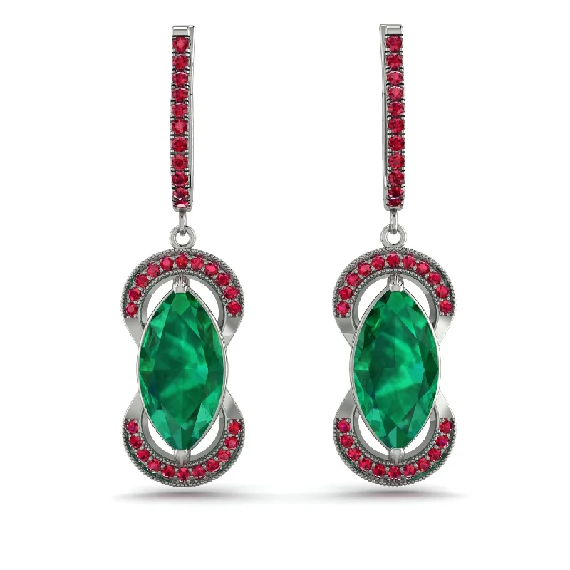 Colorful Beaded Earrings For Fun Looks-Marquise Vintage Emerald Earrings - Marley No. 51