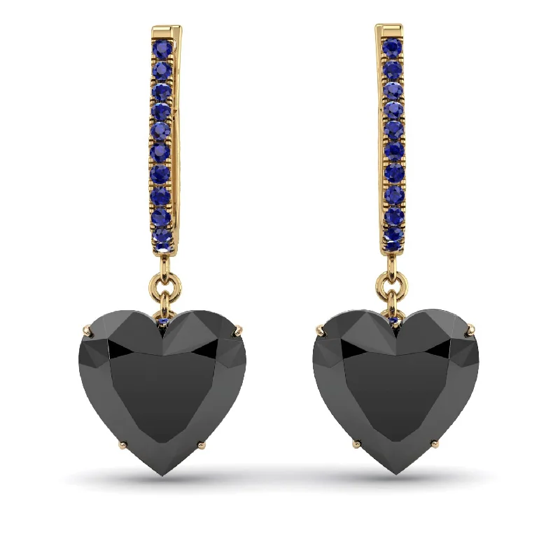 Chic Drop Earrings For Evening Wear-Heart Black Diamond Earrings - Noelle No. 67