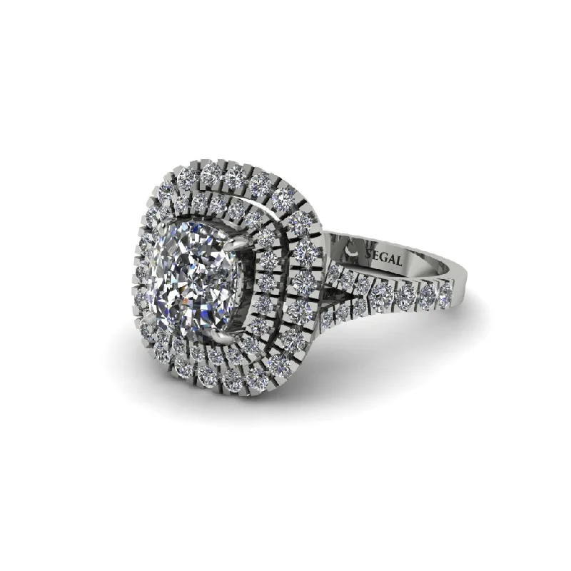 Gorgeous Diamond Rings For Engagement Glam-Diamond Double Halo Cushion Cut Engagement Ring - Courtney No. 3