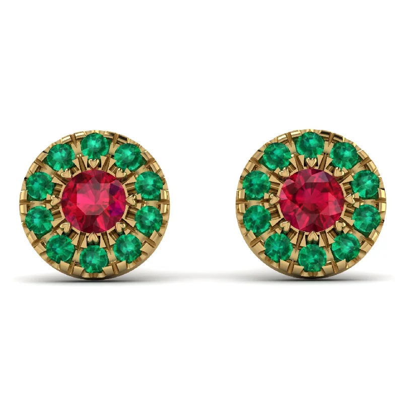 Stylish Drop Earrings For Evening Wear-Halo Ruby Earrings - Heaven No. 25