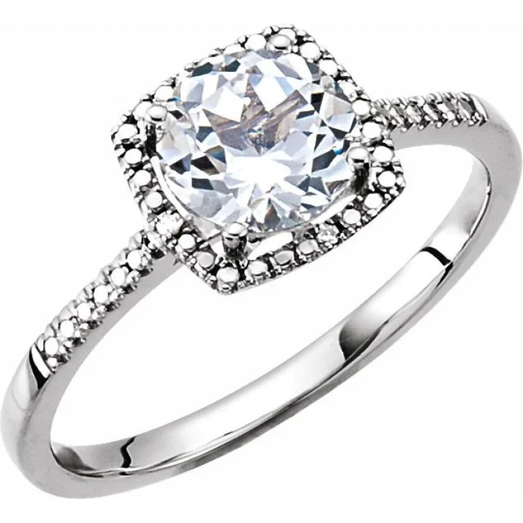 Stunning Engagement Rings For Memorable Proposals-Sterling Silver Lab-Grown White Sapphire & .01 CTW Natural Diamond Ring