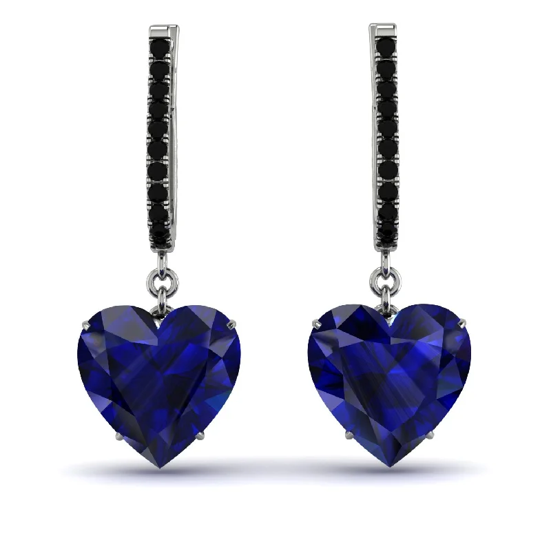 Personalized Earrings For Special Occasions-Heart Sapphire Earrings - Noelle No. 45