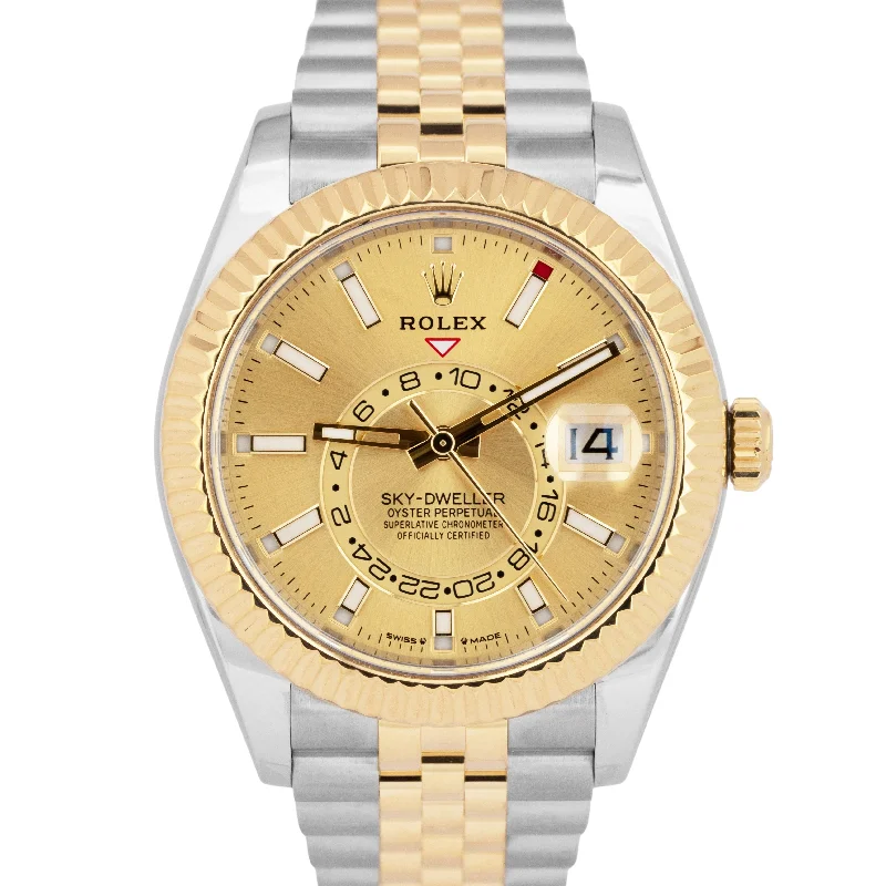 Designer Watches For Women For Luxury Style-2023 NEW PAPERS Rolex Sky-Dweller CHAMPAGNE Two-Tone Gold JUBILEE 336933 BOX