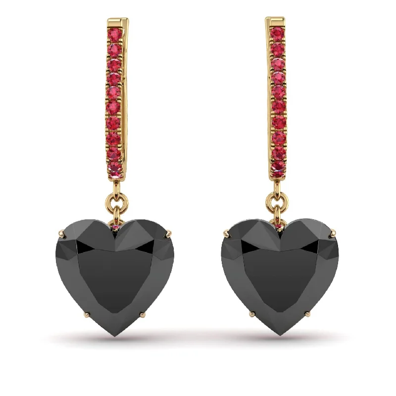 Handmade Resin Earrings For Creative Glam-Heart Black Diamond Earrings - Noelle No. 52