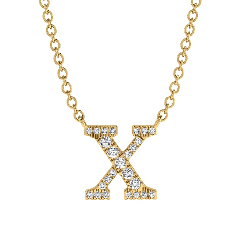 Diamond Gold Initial Necklace - X