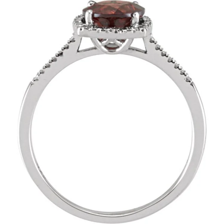 Simple Gemstone Wedding Rings For Elegant Wear-Sterling Silver Natural Mozambique Garnet & .01 CTW Natural Diamond Ring