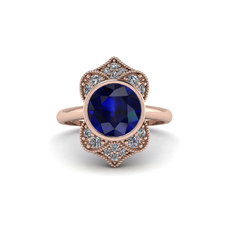 Simple Engagement Rings For Subtle Beauty-Sapphire Bezel Vintage-Inspired Engagement Ring - Olive No. 14