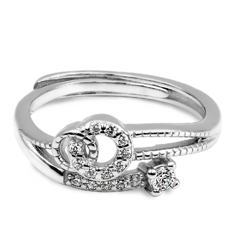 Unique Custom Wedding Rings For Personalized Glam-Zarkan Linked Classic Silver Sterling Ring