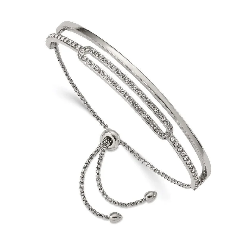 Trendy Handcrafted Bangles For Unique Style-Stainless Steel Polished with Crystals from Swarovski Adjustable Bangle