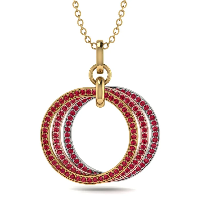 Three Circle Necklace With Ruby - Octavia No. 19