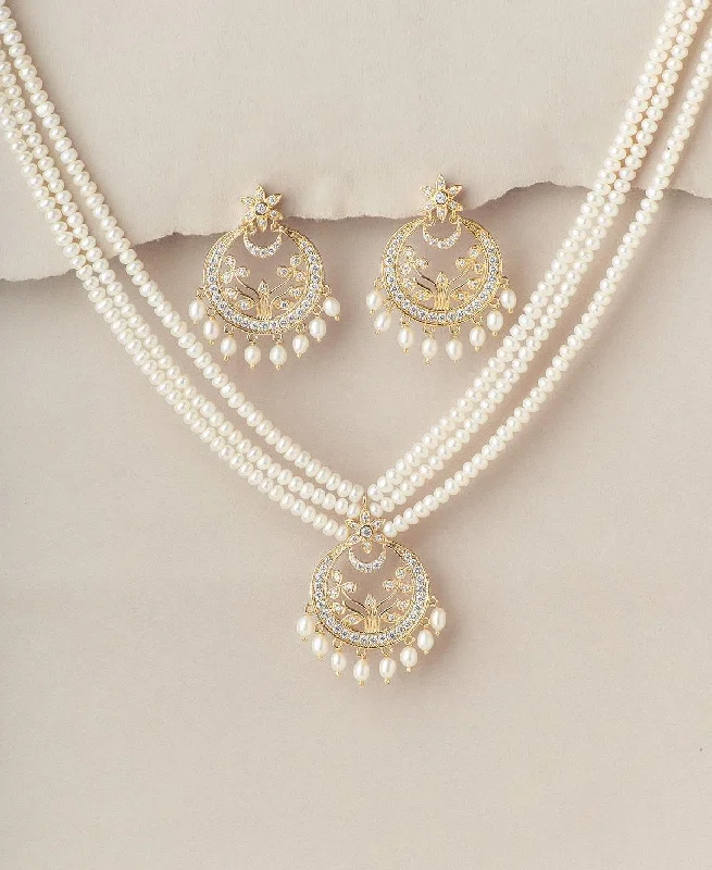 Traditional Real Pearl Necklace Set