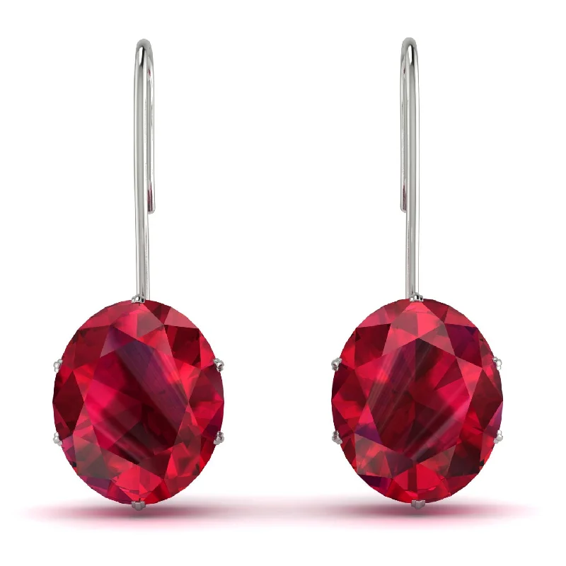 Affordable Gemstone Earrings For Everyday Glam-Oval Hidden Halo Ruby Earrings - Gemma No. 72