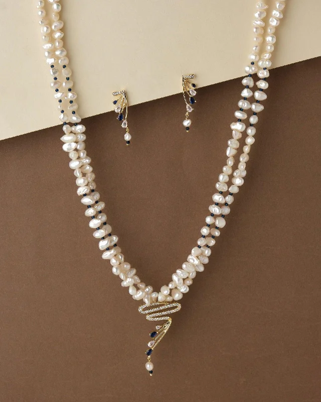 Zigzag Pearl Necklace Set