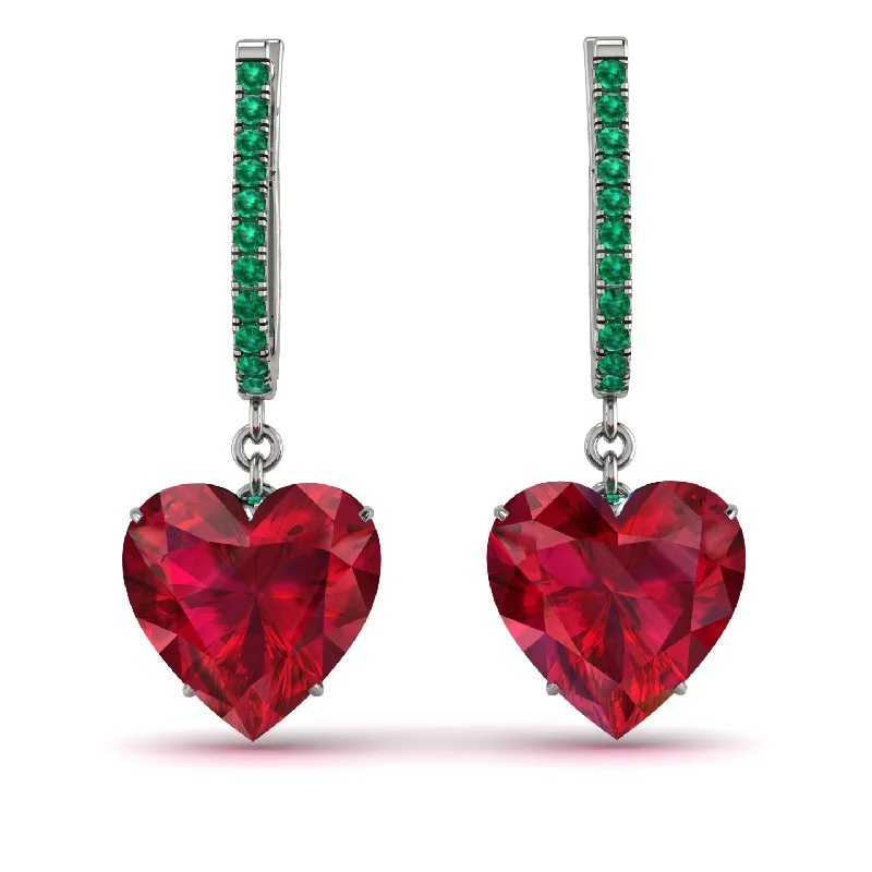 Sparkling Hoop Earrings For Chic Looks-Heart Ruby Earrings - Noelle No. 27