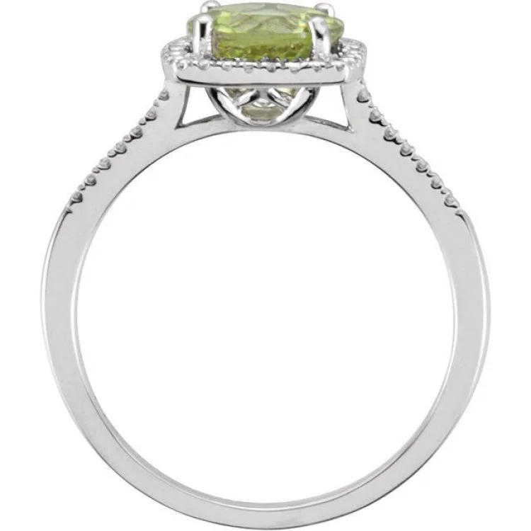 Stunning Sapphire Rings For Bridal Glam-Sterling Silver Natural Peridot & .01 CTW Natural Diamond Ring