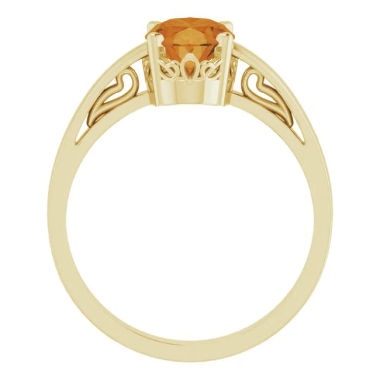 Simple Gold Rings For Everyday Wear-14K Yellow Natural Citrine Ring