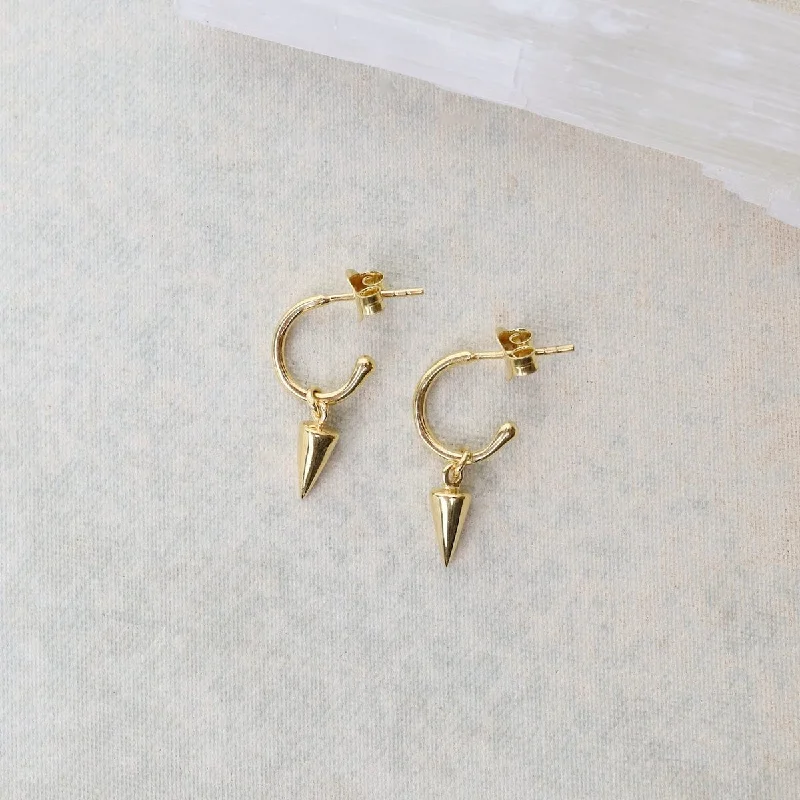 Luxury Drop Earrings For Evening Wear-Vermeil Spiked Hoop Earrings