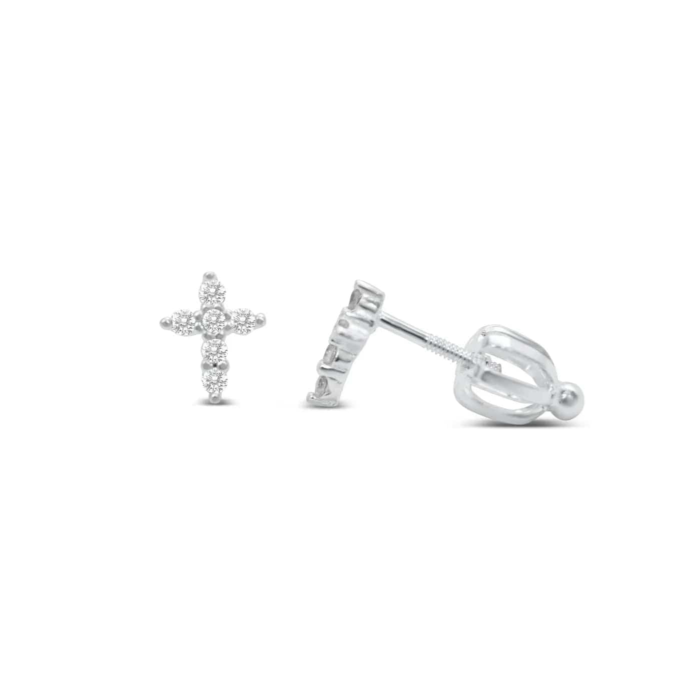 Stunning Pearl Earrings For Night Glam-Silver Prong Cross Earrings