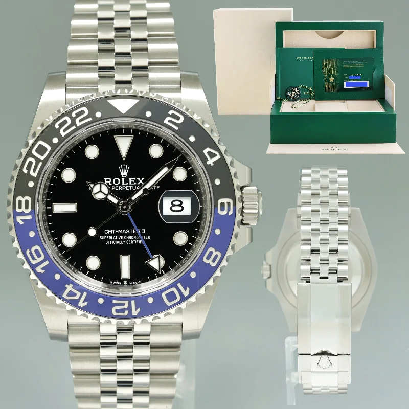 Classic Round Watches For Timeless Glam-2024 NEW PAPERS Rolex GMT Master II Batman Blue Jubilee 126710 BLNR Watch Box