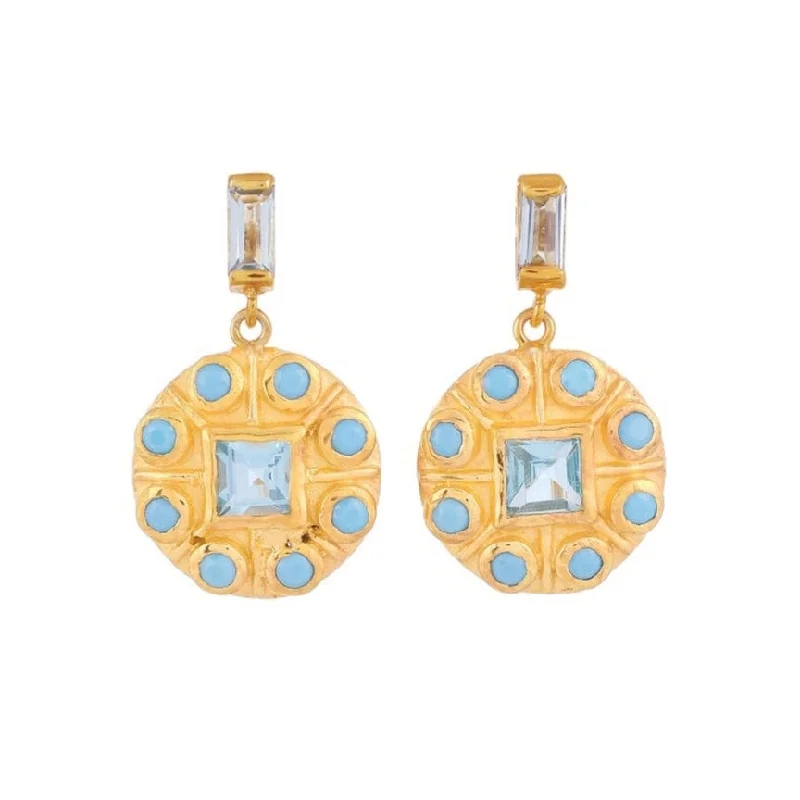 Stunning Silver Earrings For Luxury Style-Topaz and Turquoise Drop Earrings