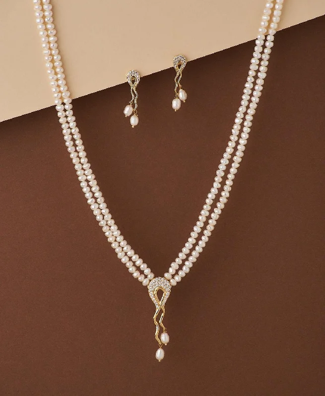 Trendy Stone Studded Pearl Necklace Set